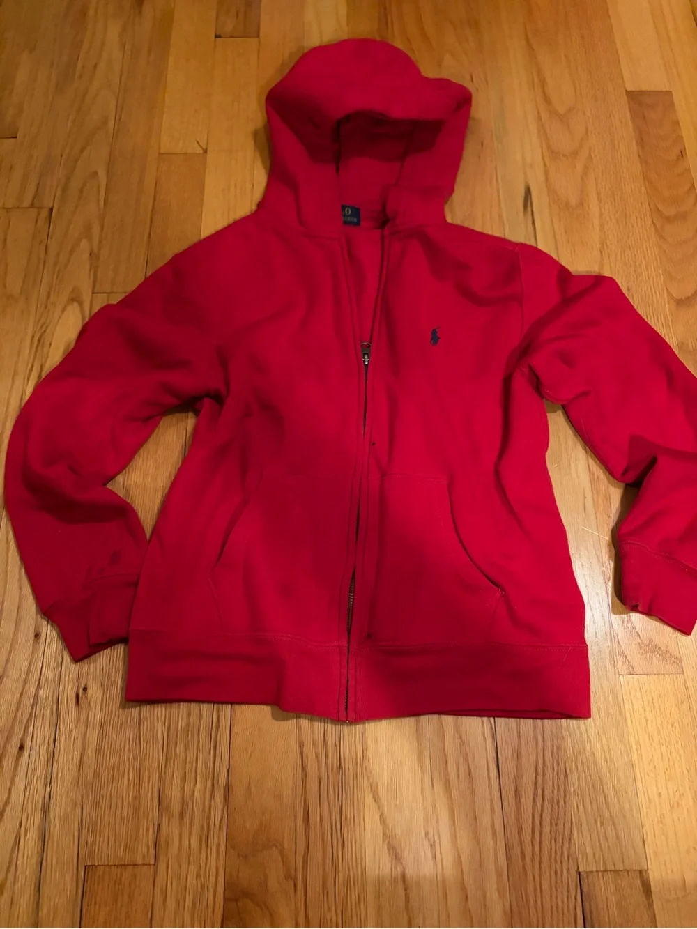 Ralph Lauren Bright Red Zip Hoodie with Polo Logo